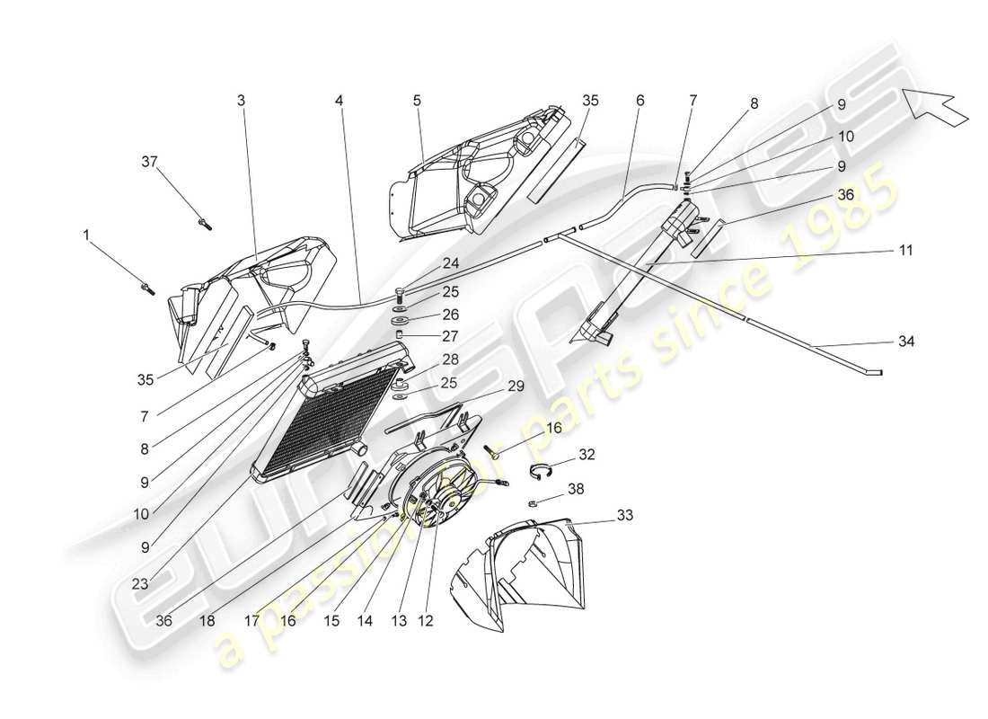 lamborghini gallardo spyder (2006) enfriador para refrigerante diagrama de piezas