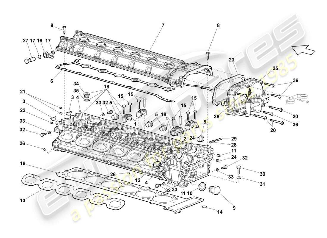 lamborghini lp640 coupe (2009) diagrama de pieza de la culata izquierda