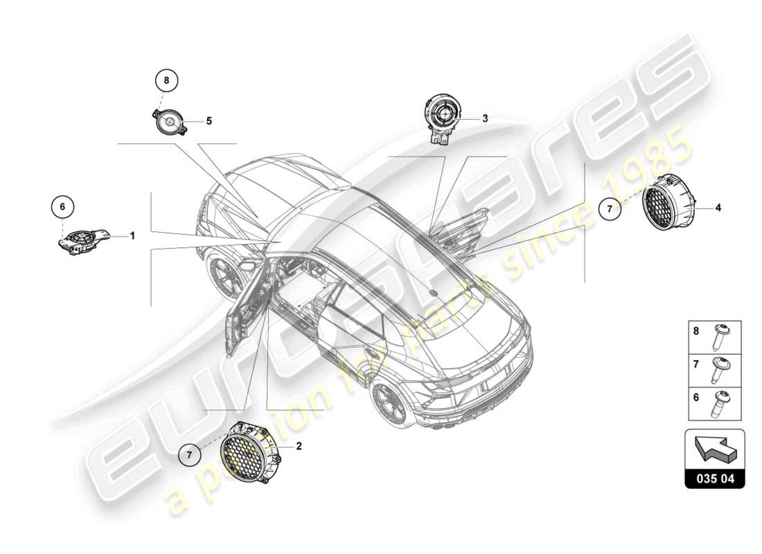 lamborghini urus (2021) piezas eléctricas para sistema de audio diagrama de piezas