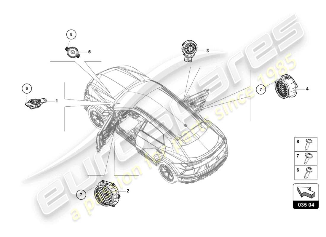lamborghini urus (2019) piezas eléctricas para sistema de audio diagrama de partes