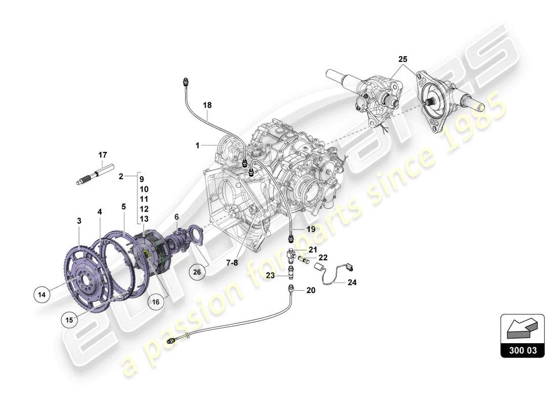 lamborghini 2016 (super trofeo) diagrama de piezas del embrague