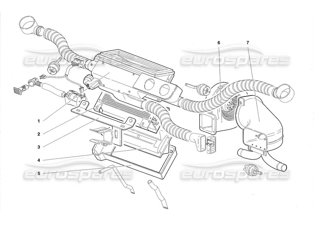 lamborghini diablo roadster (1998) diagrama de piezas de control climático (válido para reino unido 1998)