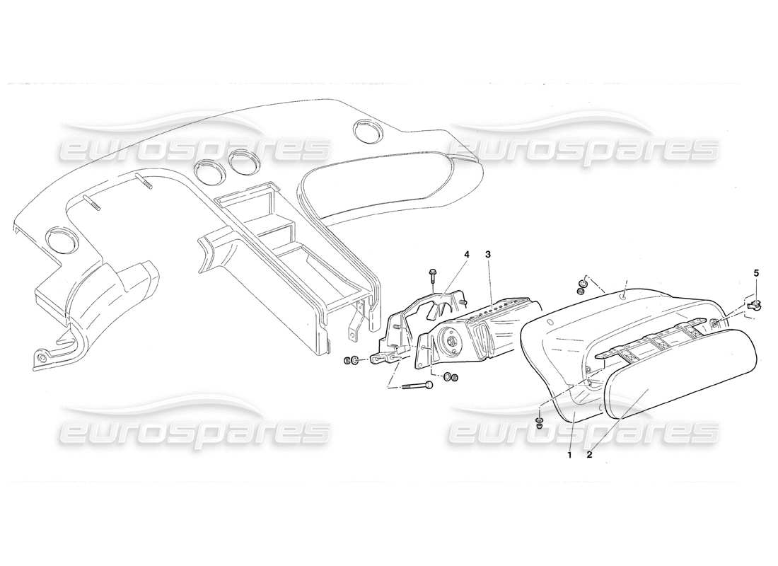 lamborghini diablo roadster (1998) diagrama de piezas de adornos del compartimiento de pasajeros (válido para ee. uu. 1998)