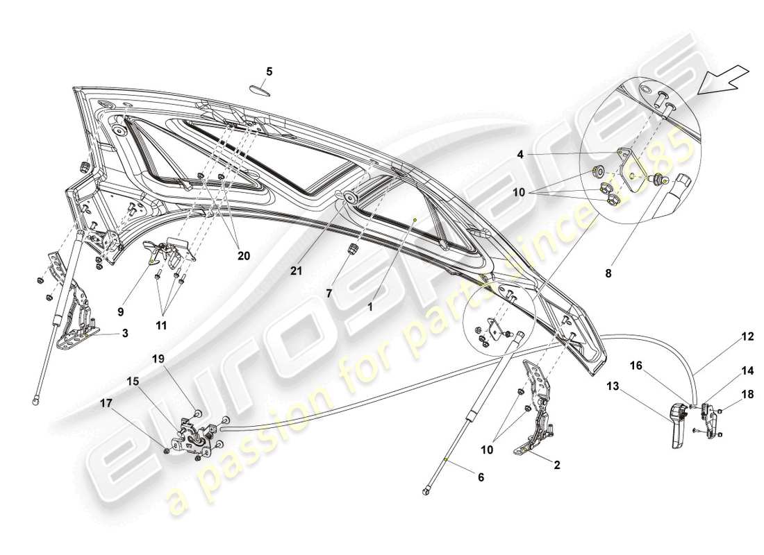 lamborghini lp550-2 coupe (2013) diagrama de piezas del capó