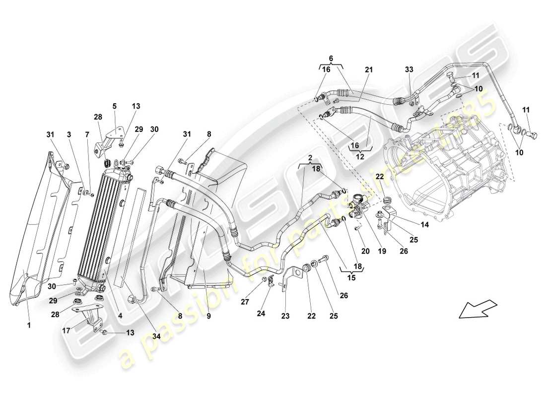 lamborghini lp550-2 coupe (2013) diagrama de piezas del enfriador de aceite