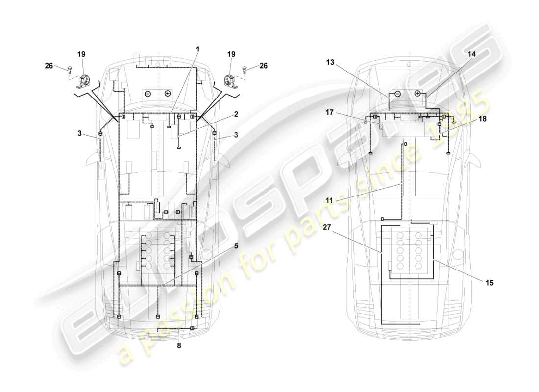 lamborghini lp560-4 coupe (2011) telares de cableado diagrama de piezas