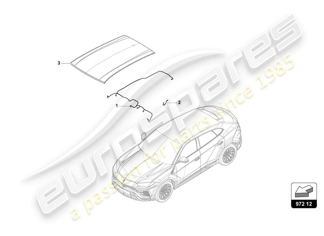 lamborghini urus (2021) diagrama de piezas del arnés de cableado del techo
