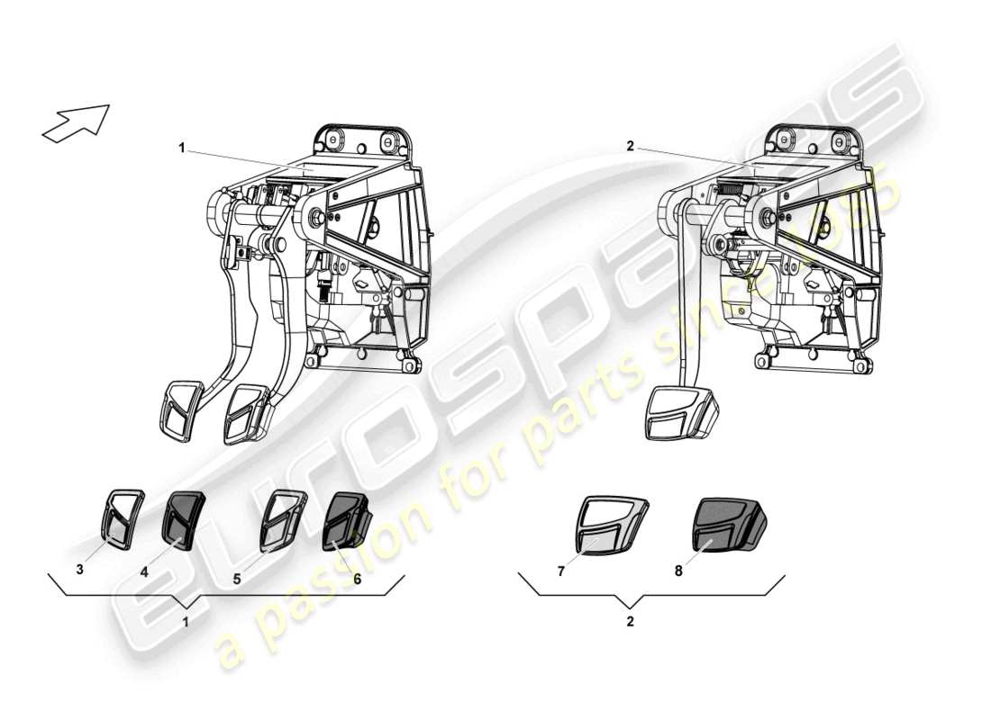 lamborghini lp560-4 coupe (2011) diagrama de piezas del pedal de freno