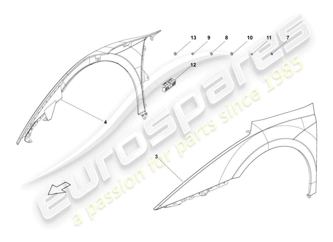 lamborghini lp560-4 spider (2012) ala delantera diagrama de piezas