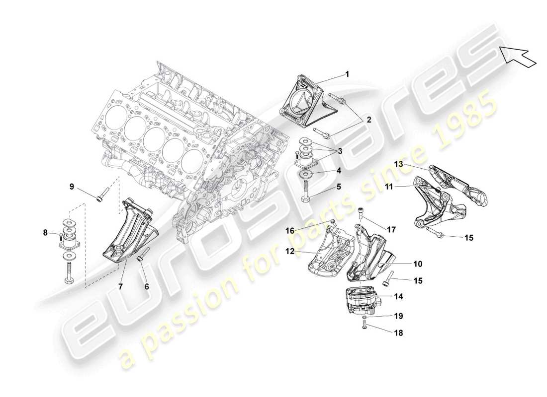 lamborghini lp560-4 coupe (2011) fijación de piezas para el motor diagrama de piezas