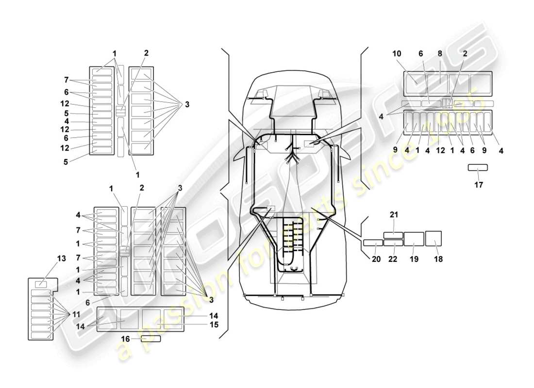 lamborghini lp640 coupe (2009) diagrama de piezas de electricidad central