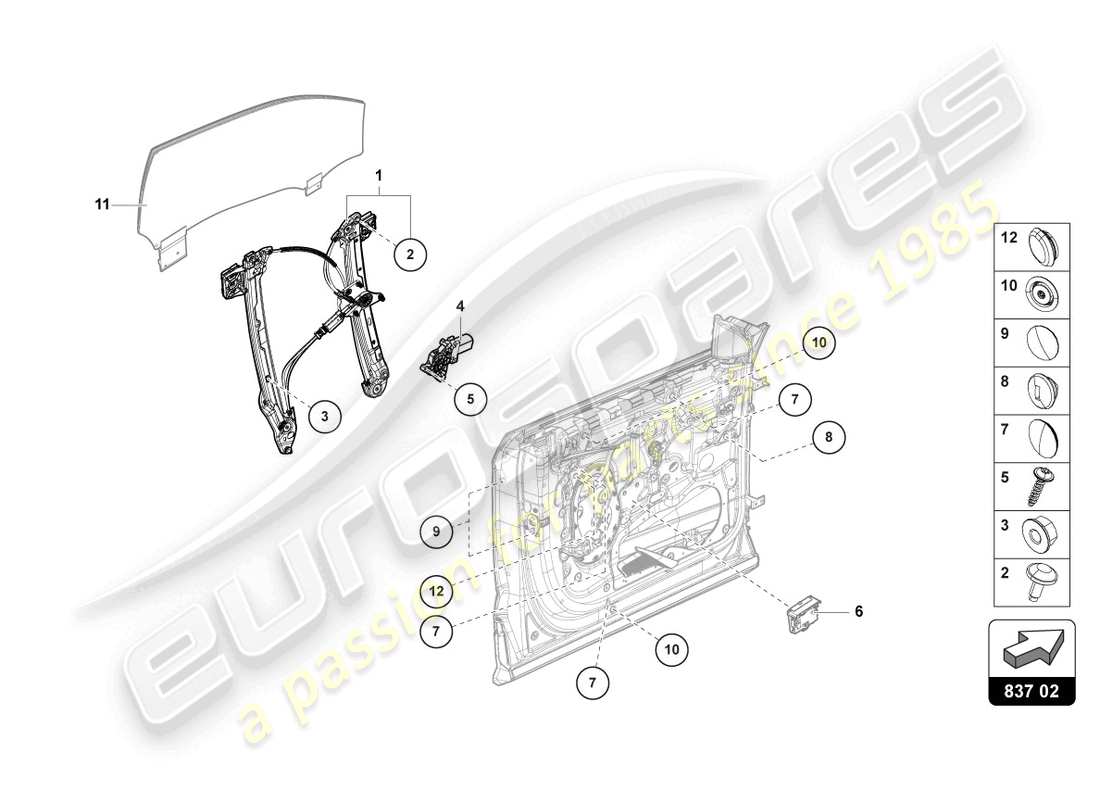 lamborghini urus (2019) regulador de elevalunas con motor diagrama de piezas