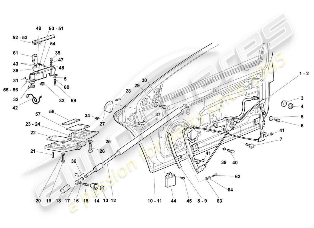 lamborghini lp640 coupe (2009) diagrama de pieza del regulador de ventana