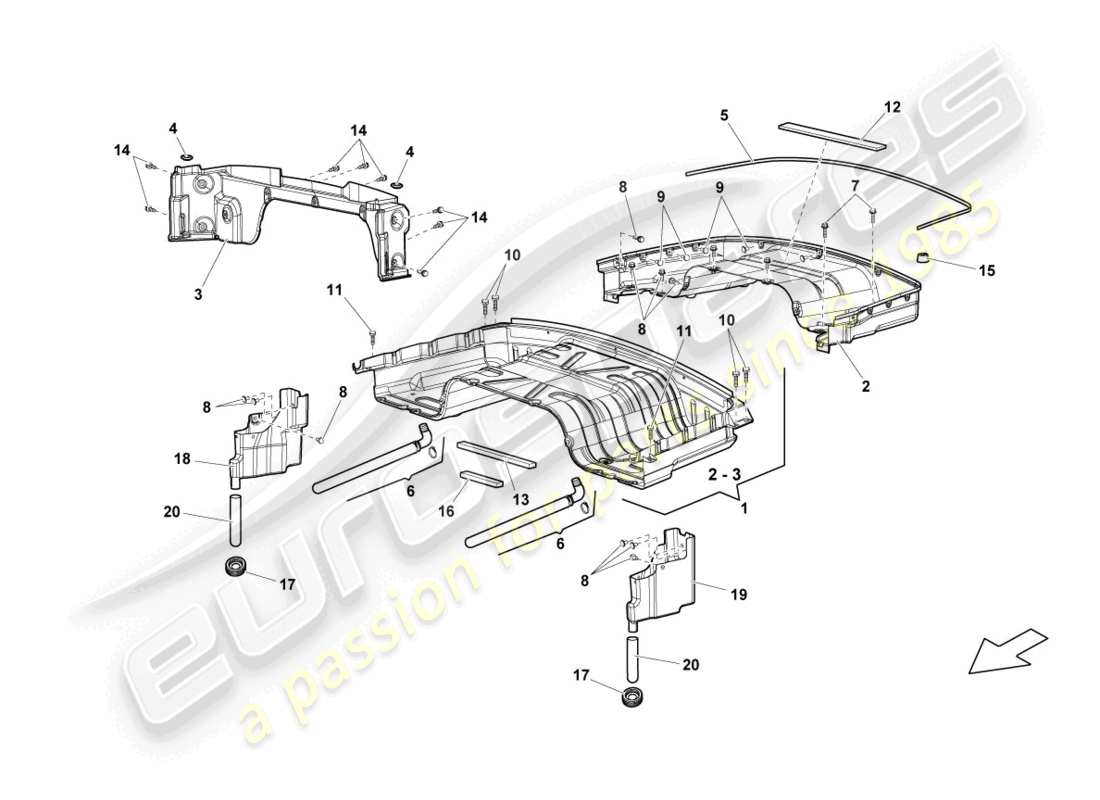 lamborghini lp560-4 spider (2013) diagrama de piezas de la caja de almacenaje superior convertible