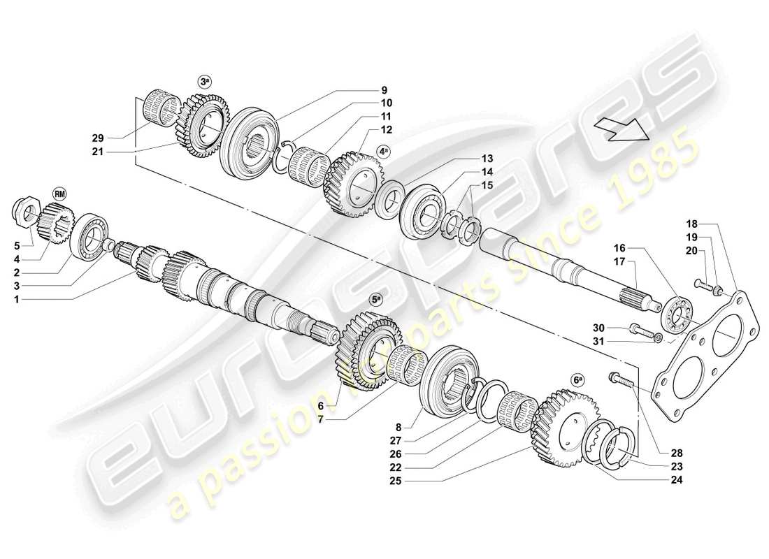 lamborghini lp560-4 spider (2011) eje de entrada diagrama de piezas