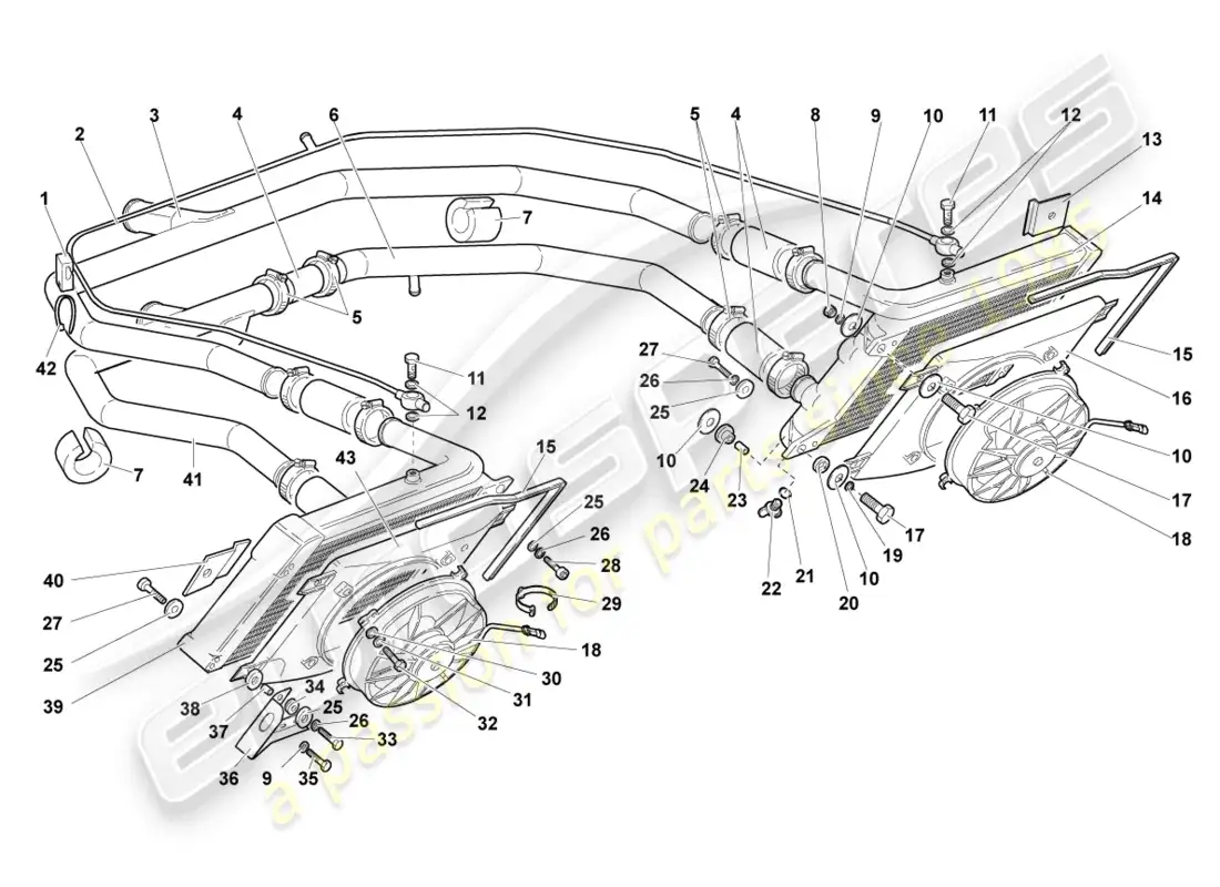 lamborghini murcielago coupe (2002) enfriador para refrigerante diagrama de piezas