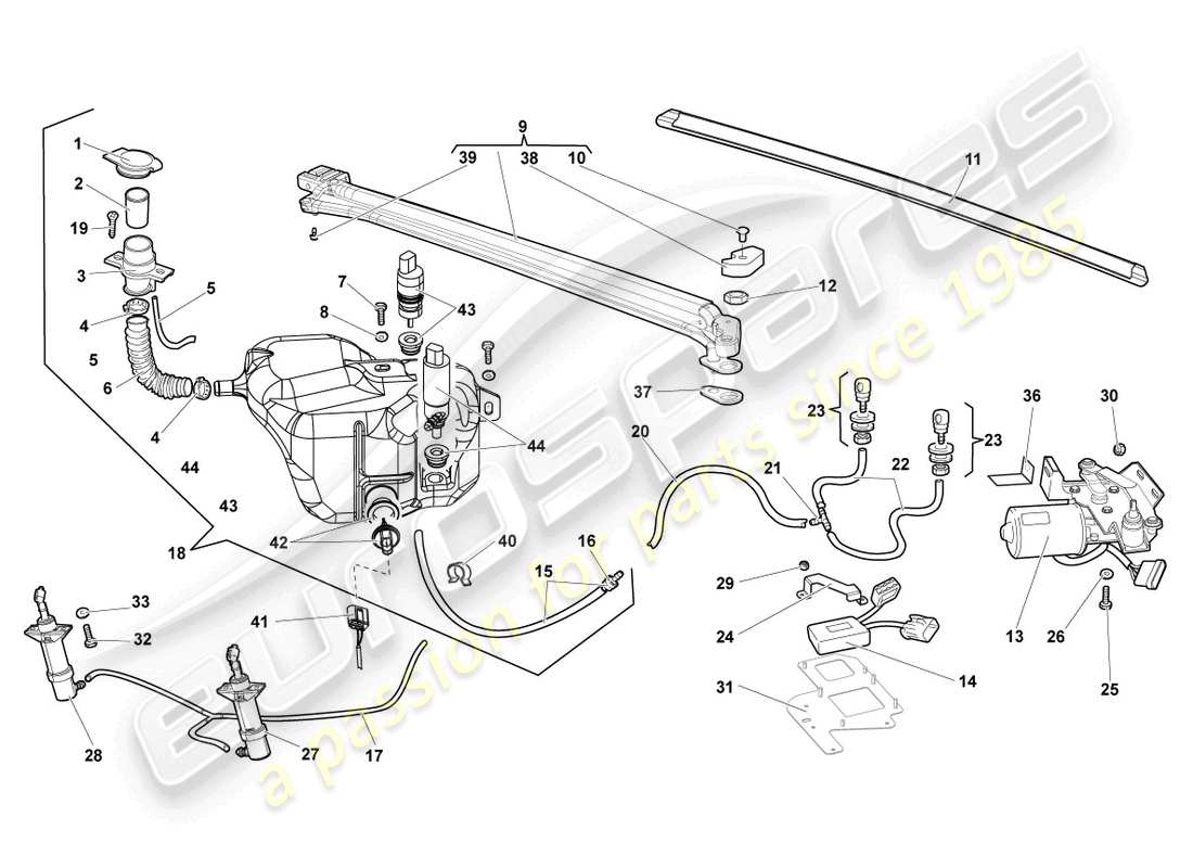 lamborghini reventon roadster limpiaparabrisas diagrama de piezas