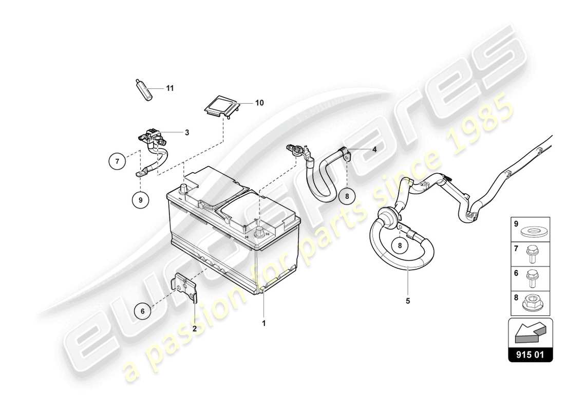 lamborghini evo coupe 2wd (2023) batería diagrama de piezas