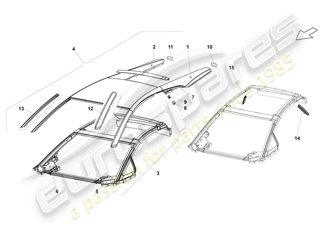 lamborghini blancpain sts (2013) diagrama de piezas del techo