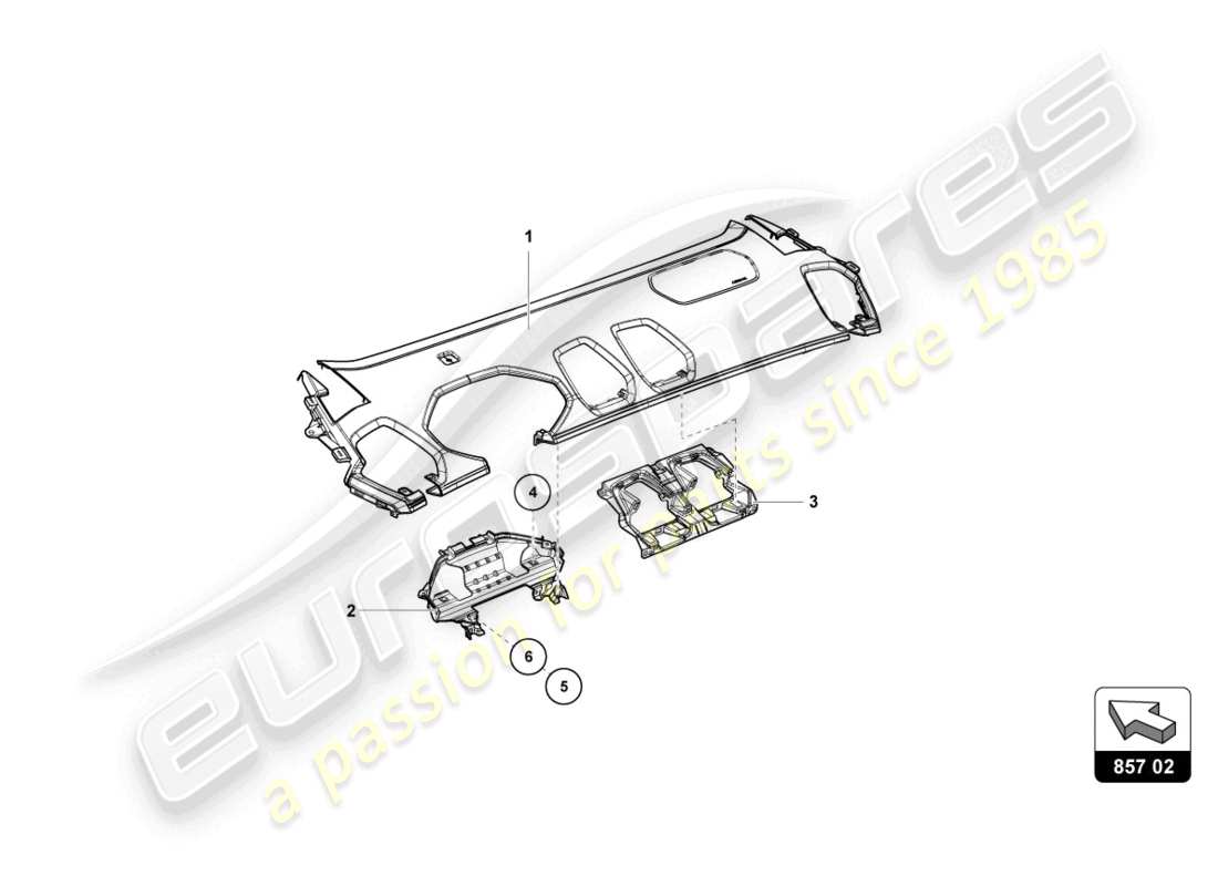 lamborghini super trofeo evo (2018) tablero - adornos diagrama de piezas