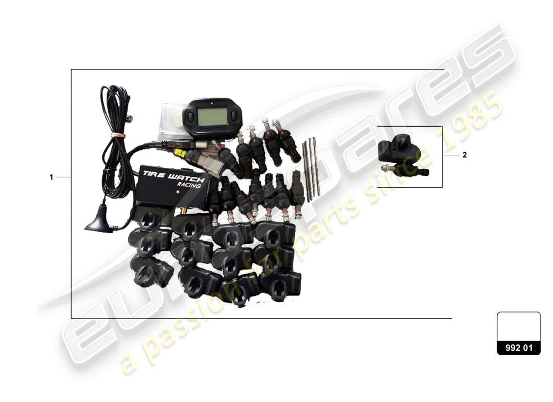 lamborghini super trofeo evo 2 (2022) diagrama de piezas del kit tpms