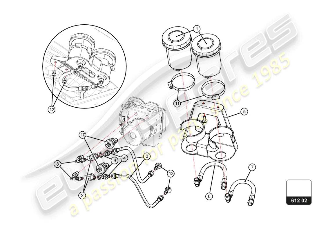 lamborghini super trofeo evo 2 (2022) diagrama de piezas del refuerzo de freno