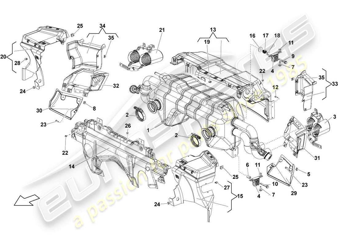 lamborghini lp570-4 sl (2014) diagrama de piezas del silenciador
