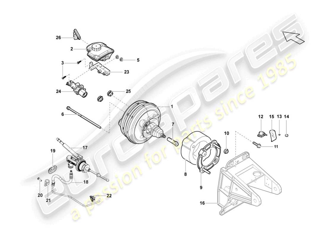 lamborghini blancpain sts (2013) diagrama de piezas del servo freno