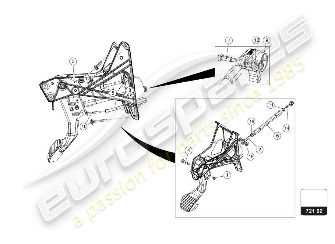 lamborghini super trofeo evo 2 (2022) diagrama de piezas del módulo de freno