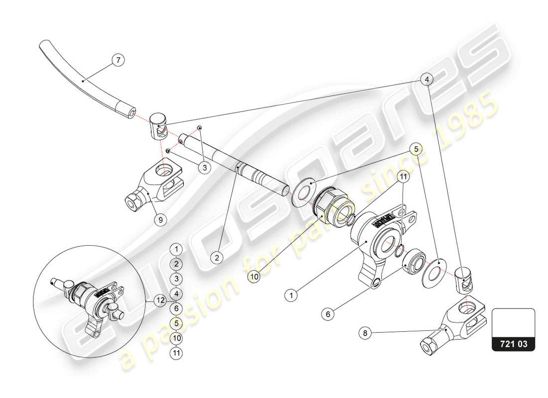 lamborghini super trofeo evo 2 (2022) diagrama de piezas del conjunto de la caja de pedales