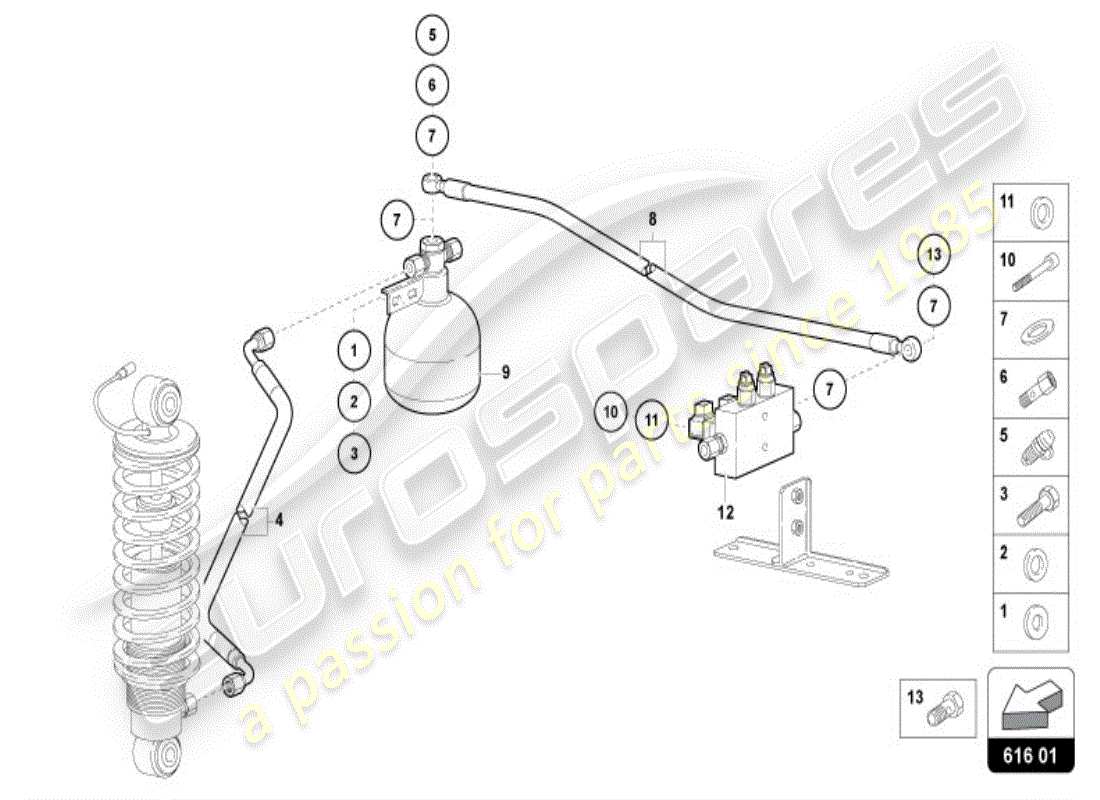 lamborghini diablo vt (1996) sistema de elevación diagrama de piezas