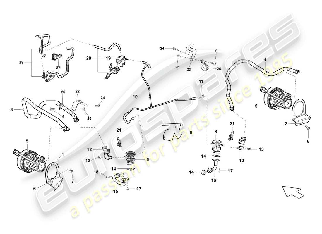 lamborghini blancpain sts (2013) diagrama de piezas de la bomba de aire secundario