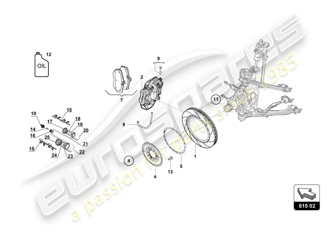 lamborghini super trofeo (2015) discos de freno trasero diagrama de piezas
