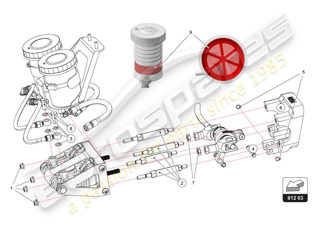 lamborghini 2022 (super trofeo evo 2) diagrama de piezas del refuerzo de freno