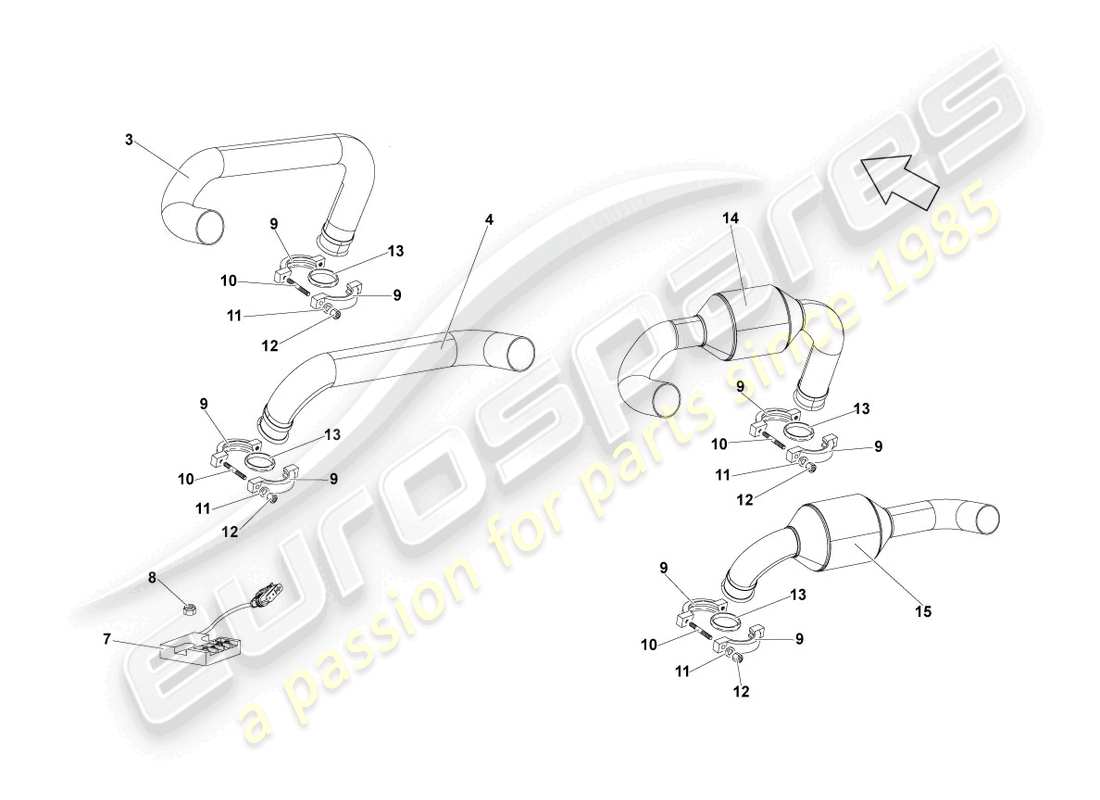 lamborghini lp670-4 sv (2010) sistema de escape diagrama de piezas