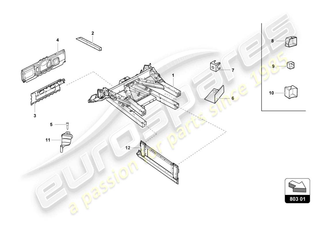 lamborghini super trofeo evo 2 (2022) elementos exteriores del marco frontal diagrama de piezas