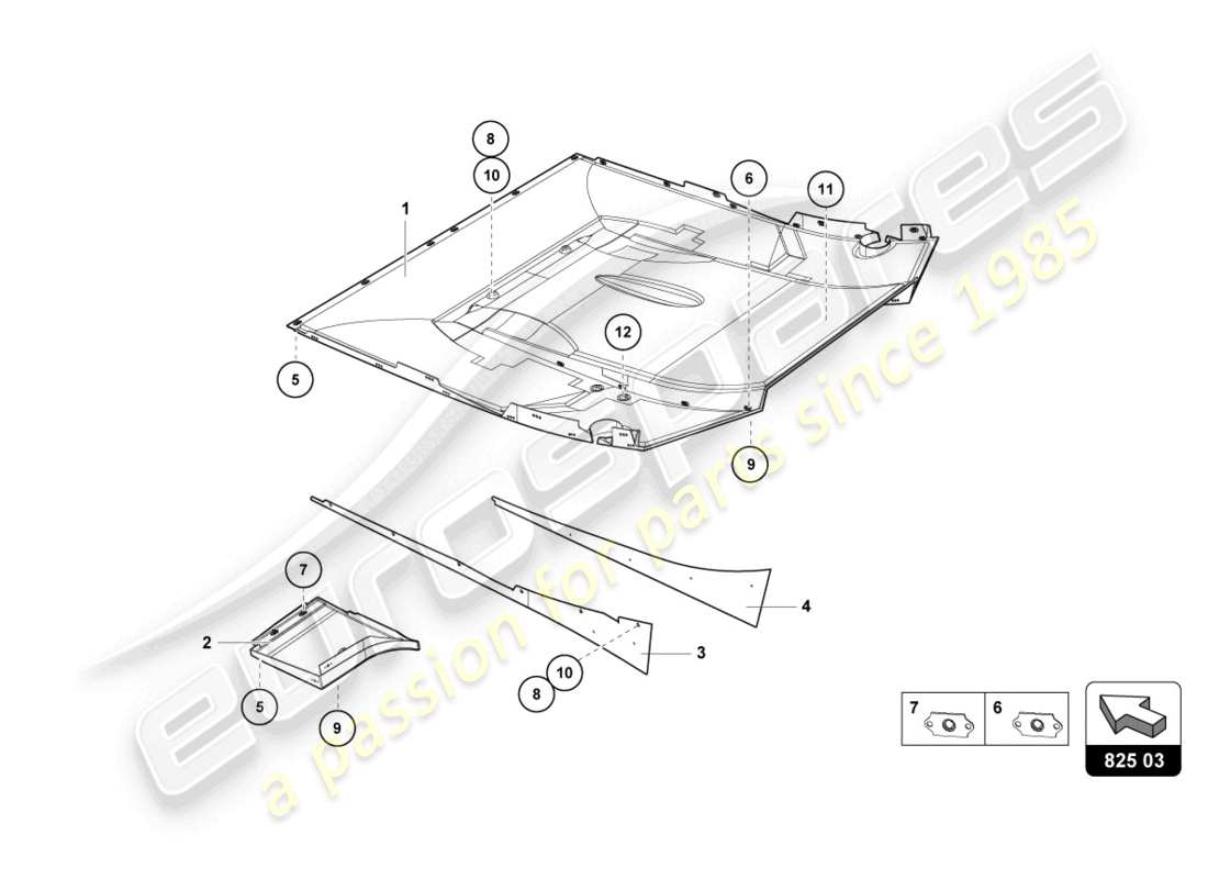 lamborghini 2018 (super trofeo evo) diagrama de piezas del escudo térmico