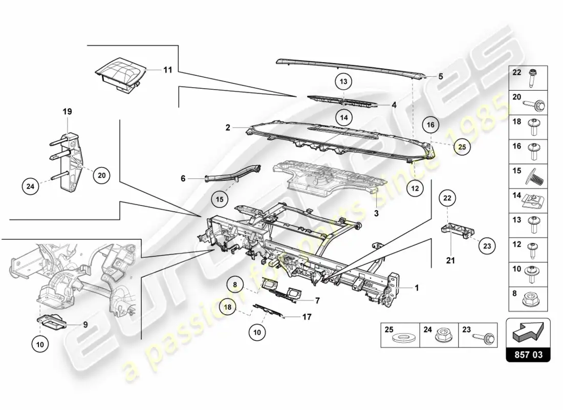 lamborghini performante spyder (2020) panel diagrama de piezas