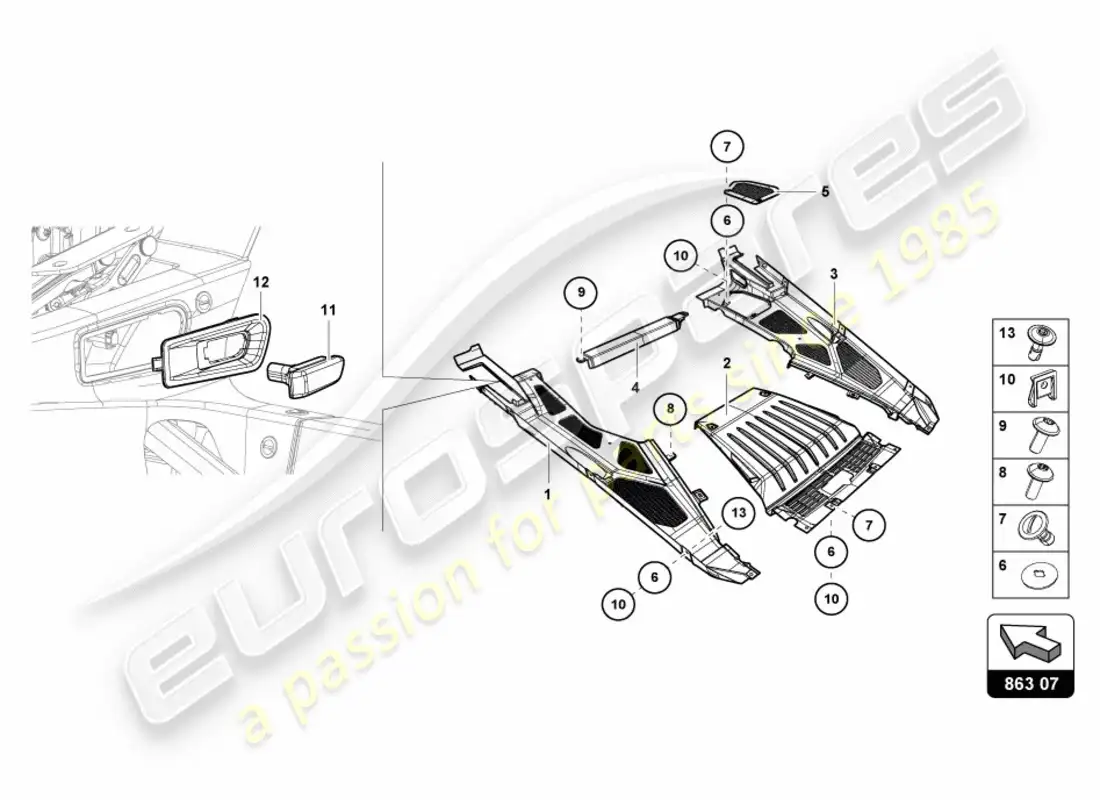 lamborghini lp600-4 zhong coupe (2015) cubierta del motor estándar diagrama de piezas