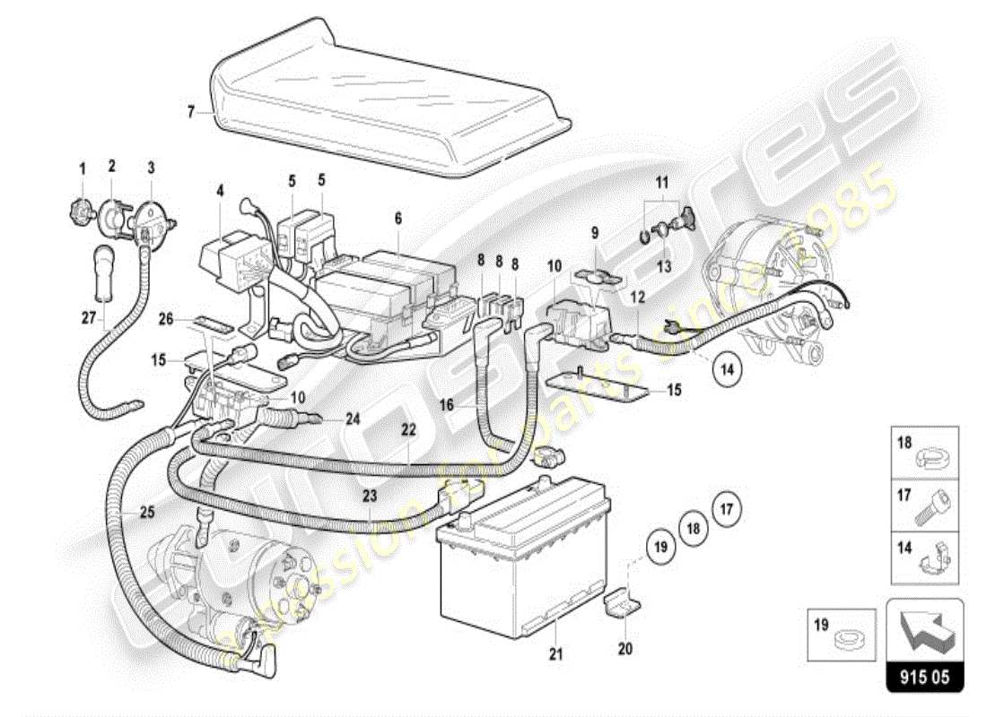 lamborghini diablo vt (1998) diagrama de piezas de la batería