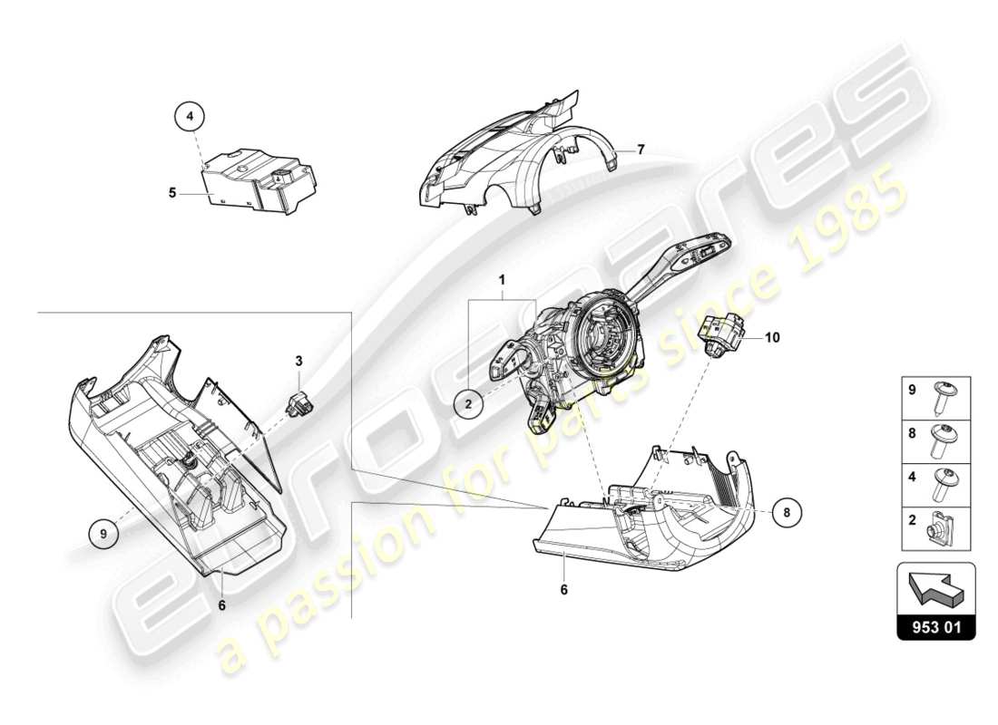 lamborghini urus s (2023) dirección col. diagrama de piezas del interruptor combi