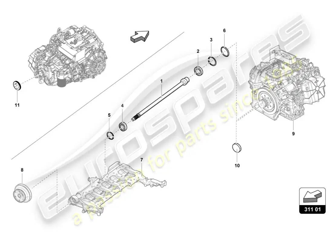 lamborghini lp580-2 coupe (2018) eje de entrada diagrama de piezas