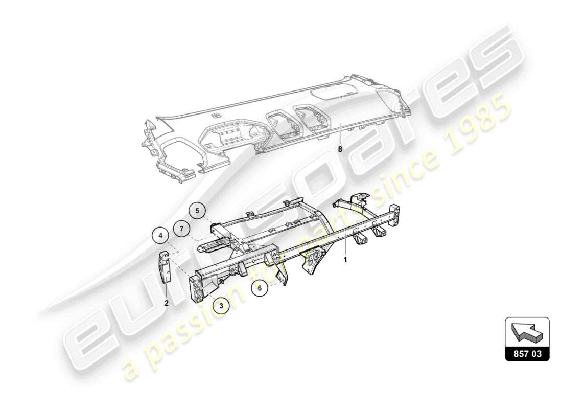 lamborghini super trofeo evo 2 (2022) diagrama de piezas del tablero