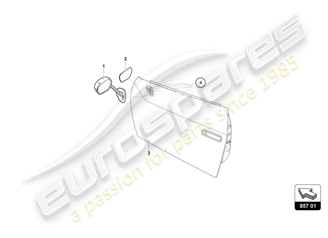 lamborghini super trofeo (2015) espejo retrovisor externo diagrama de piezas