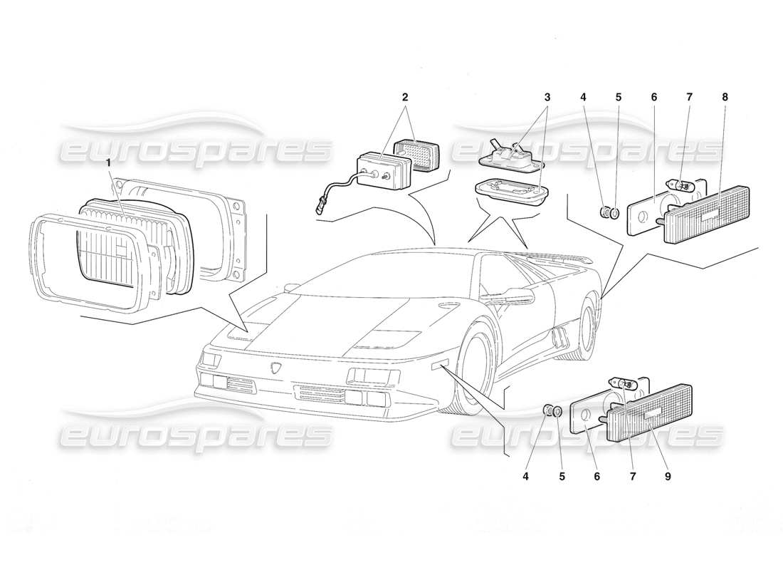 lamborghini diablo se30 (1995) luces (válido para ee. uu., 1995 de enero) diagrama de piezas