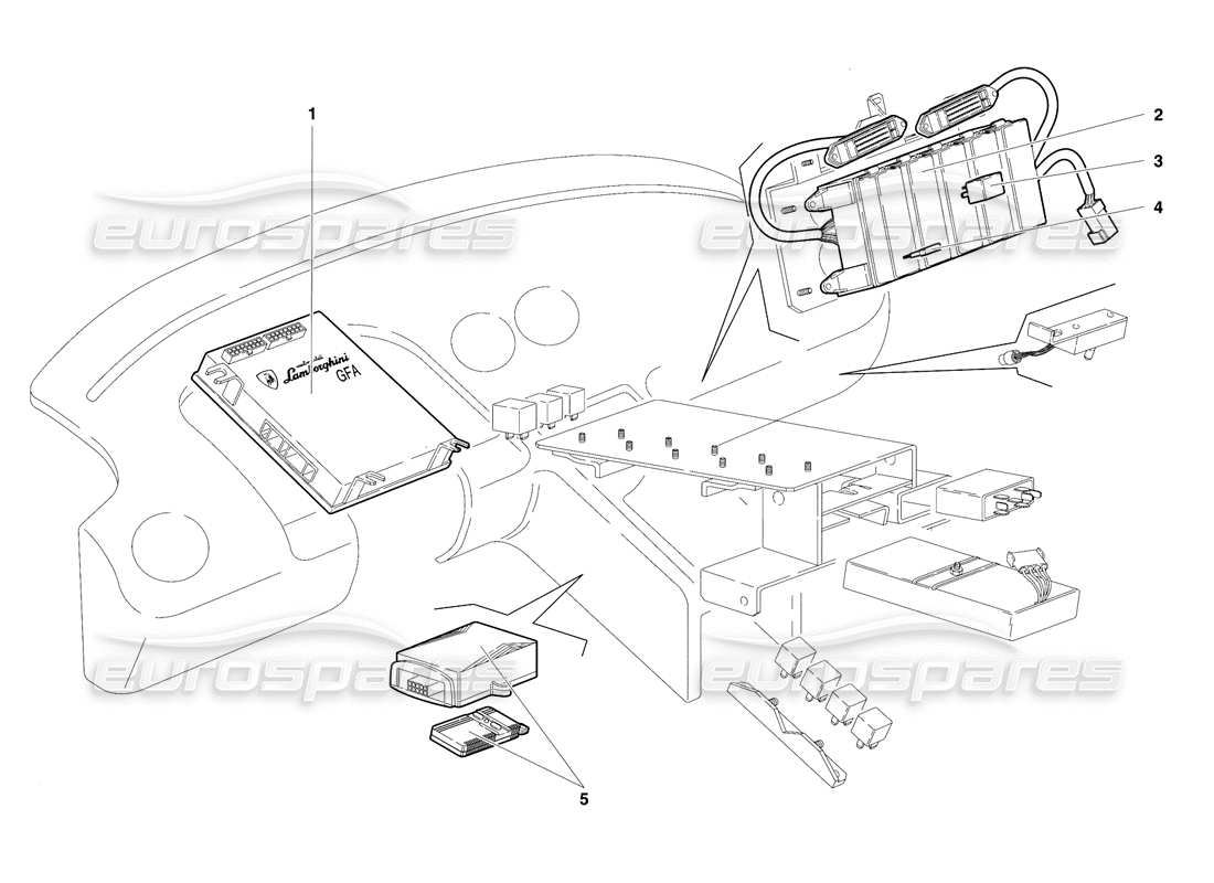 lamborghini diablo se30 (1995) diagrama de piezas del sistema eléctrico (válido para ee. uu., 1995 de enero)