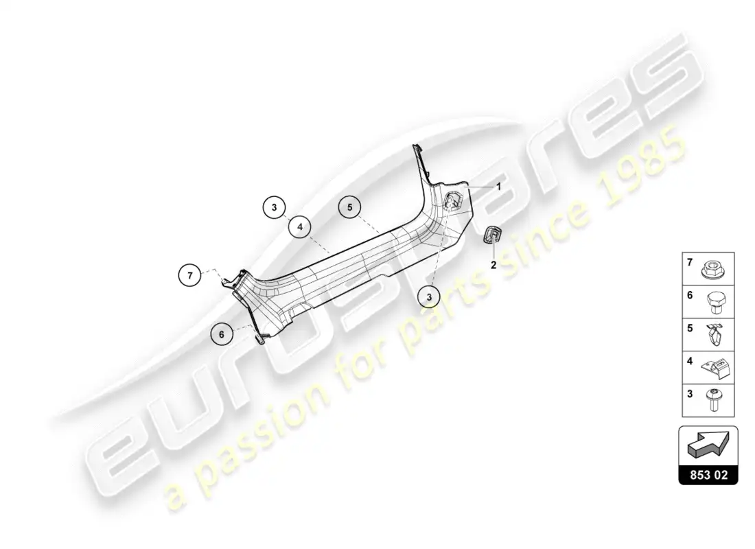 lamborghini performante spyder (2020) miembro lateral diagrama de piezas