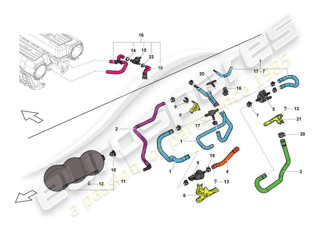 lamborghini lp560-4 coupe (2011) diagrama de piezas del sistema de vacío