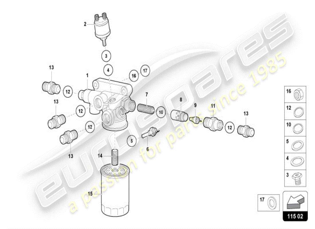 lamborghini diablo vt (1995) diagrama de piezas del filtro de aceite