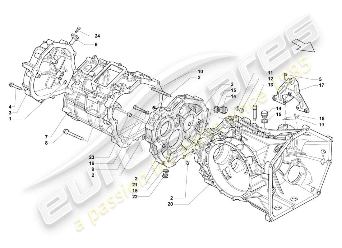 lamborghini lp570-4 sl (2014) diagrama de piezas de la caja de engranajes